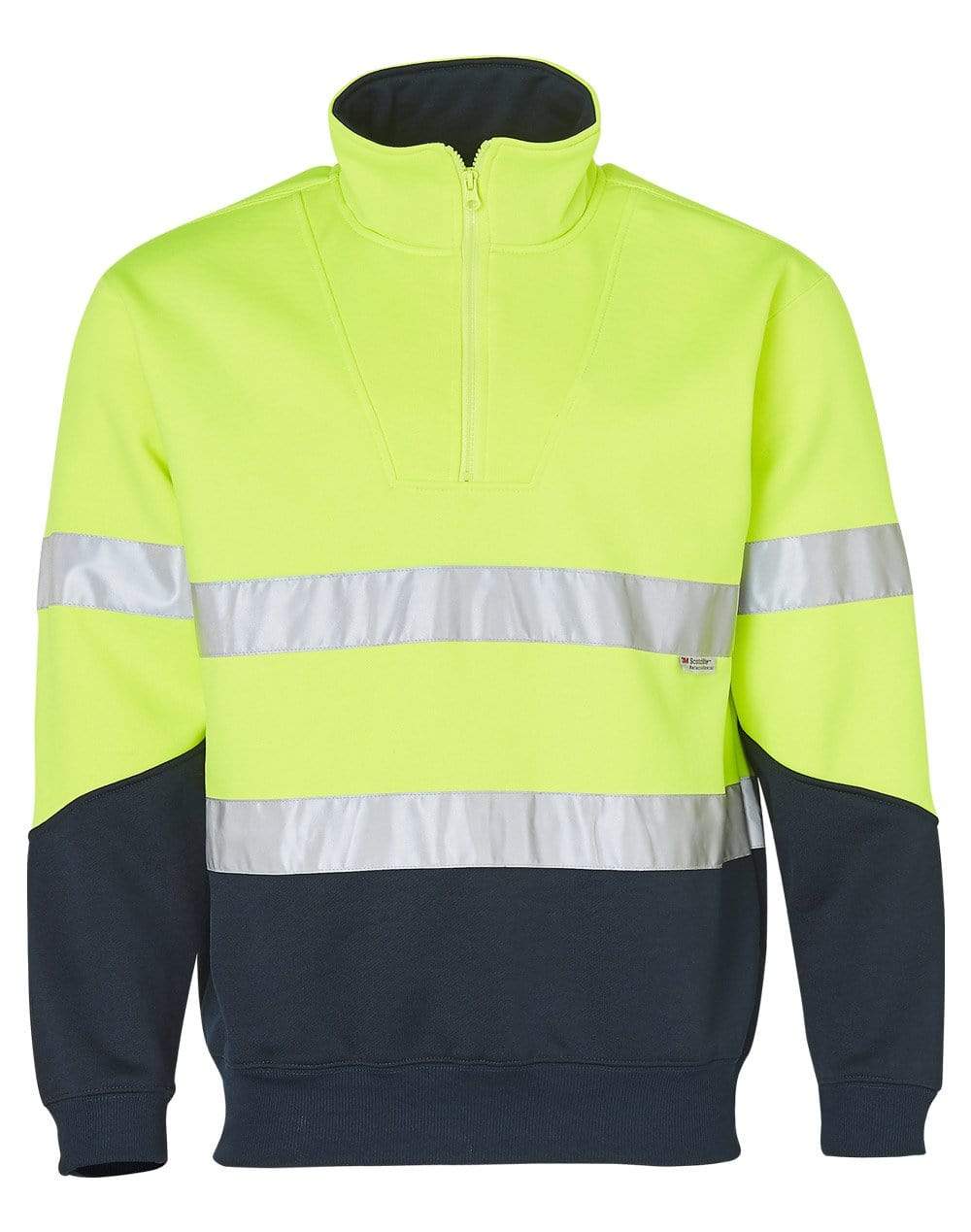 Hi-vis Long Sleeve Fleece Sweat SW14 Work Wear Australian Industrial Wear S Fluoro Yellow/Navy 
